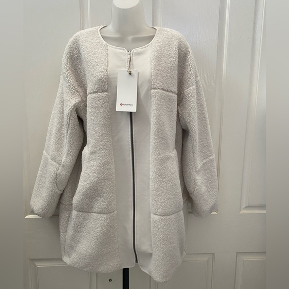 NEW wTag-LULULEMON Collarless Textured Fleece Full Zip Jacket 12 - Picture 1 of 4
